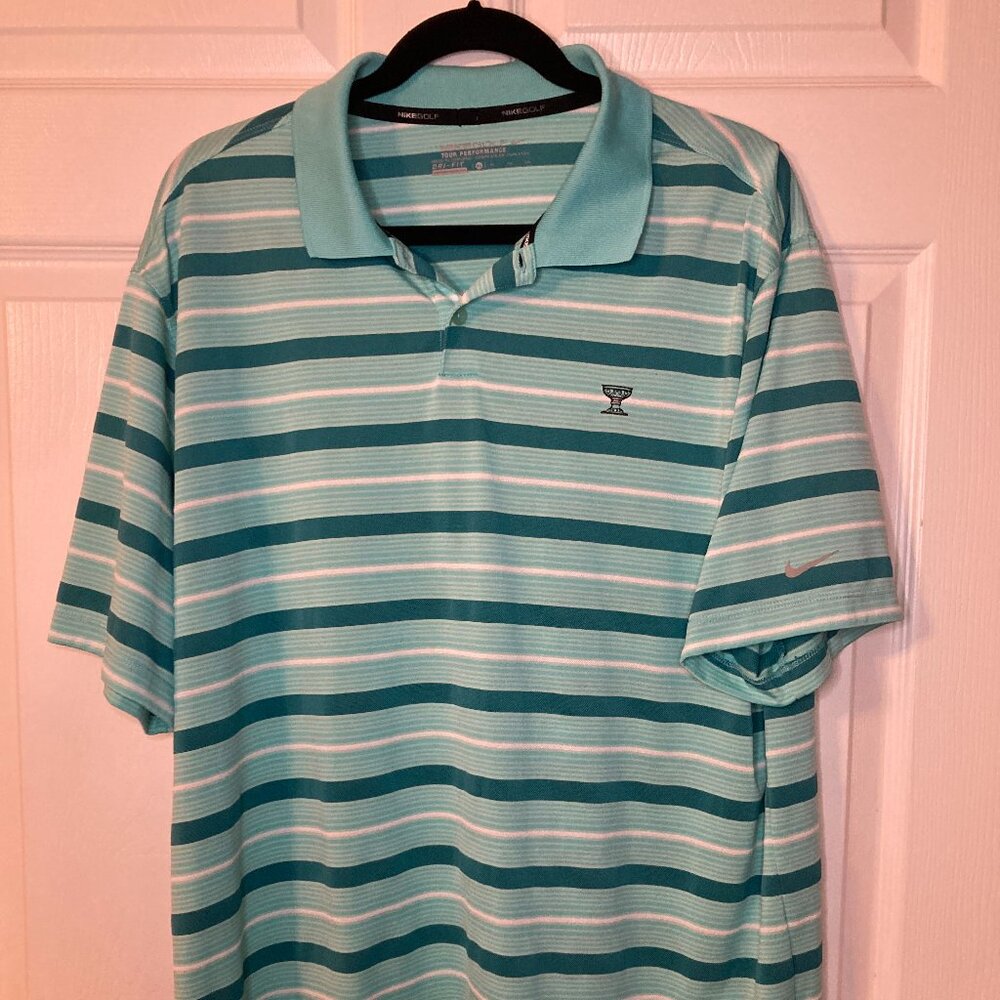 Nike Golf Tour Performance Men's Dri-Fit Polo - Turquoise Stripes - Size XL